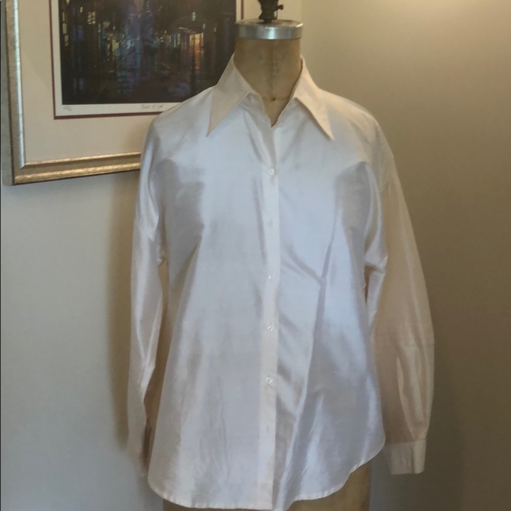 Worth white silk shantung blouse